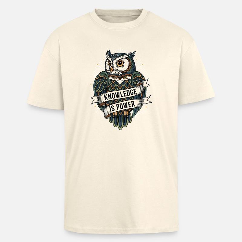 Knowledge Is Power Eule - Oversized Heavyweight Unisex T-Shirt - Creme