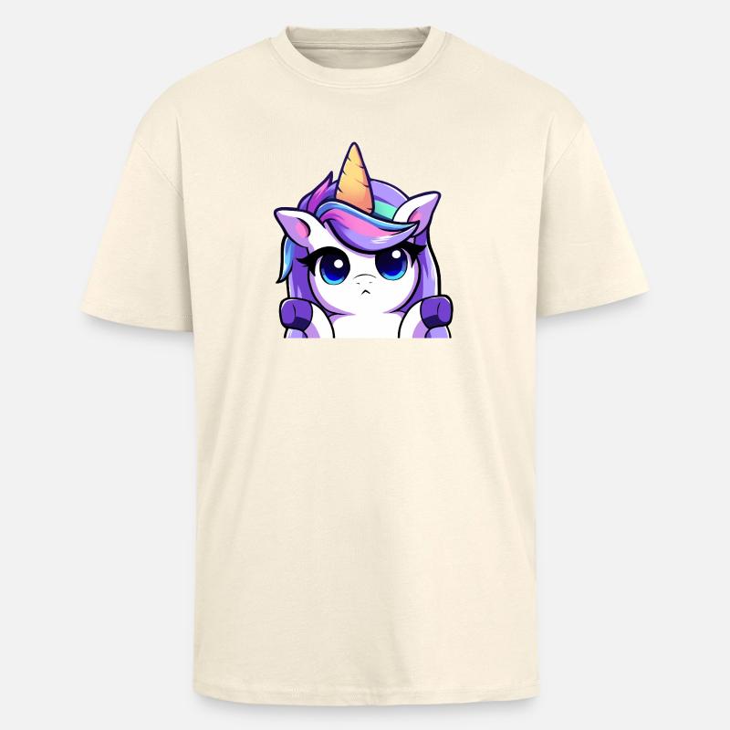 Lya Einhorn Schulterzuckend - Oversized Heavyweight Unisex T-Shirt - Creme