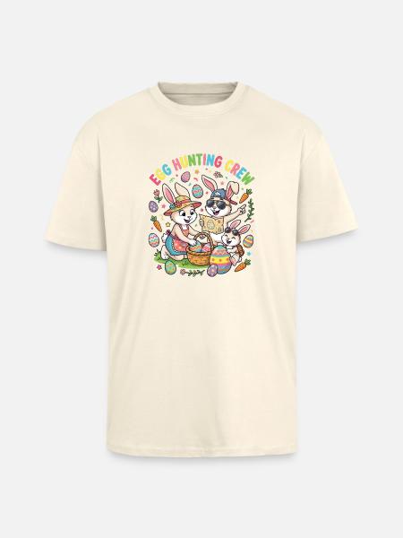 Hoster Bunny Family - Egg Collector - Unisex Oversized Heavyweight T-shirt - creme