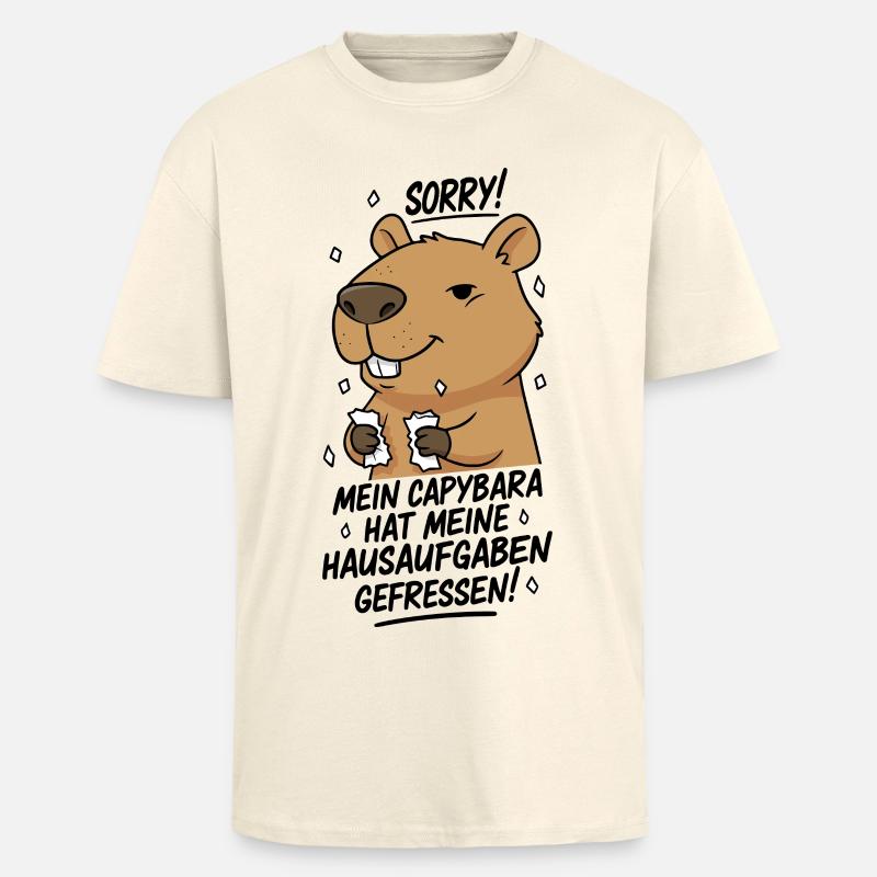 Pardon! Capybara a mangé mes devoirs - T-shirt unisexe oversize épais - crème