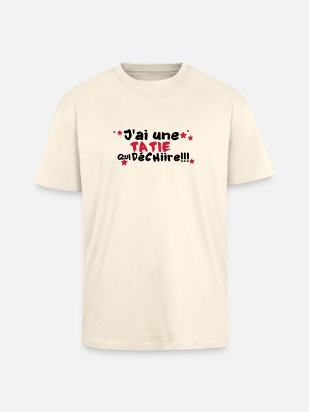 mA TATIE déchire - T-shirt unisexe oversize épais - crème