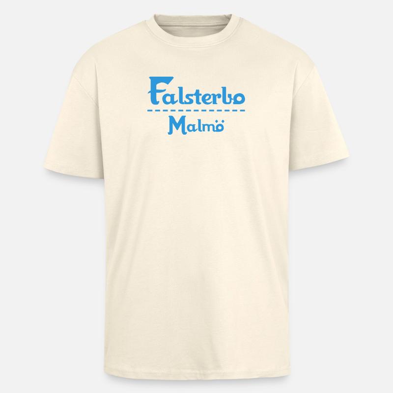 Centrum Malmö – Conception de texte bleu - T-shirt unisexe oversize épais - crème