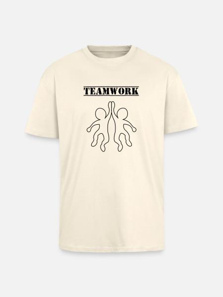 teamwork_01 - Oversized Heavyweight Unisex T-Shirt - Creme