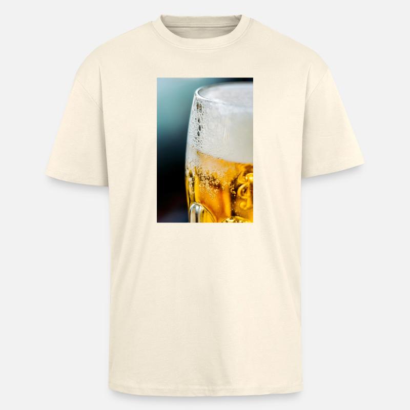 Light Gold Beer Glass Pattern - Unisex Oversized Heavyweight T-shirt - creme