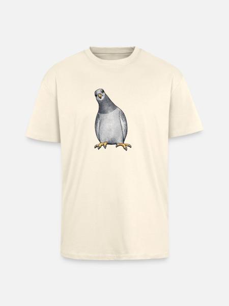 Aquarell Taube auf Schwarz - Oversized Heavyweight Unisex T-Shirt - Creme