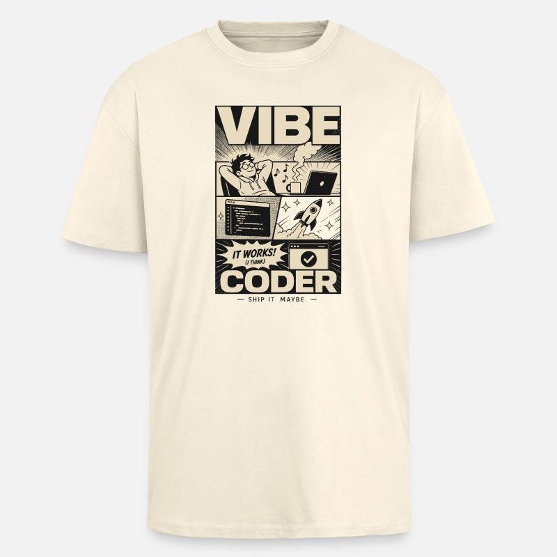 Vibe Coder Programmer Humor - Unisex Oversized Heavyweight T-shirt - creme