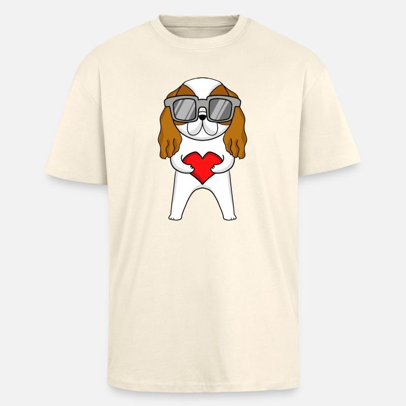 Cavalier King Charles Spaniel mit Sonnenbrille - Oversized Heavyweight Unisex T-Shirt - Creme