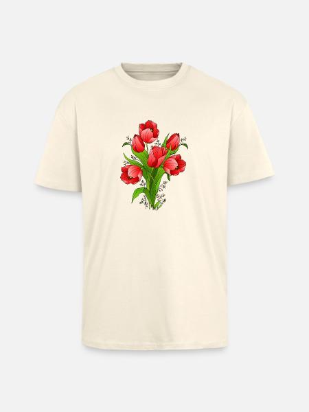 Blumen - Oversized Heavyweight Unisex T-Shirt - Creme