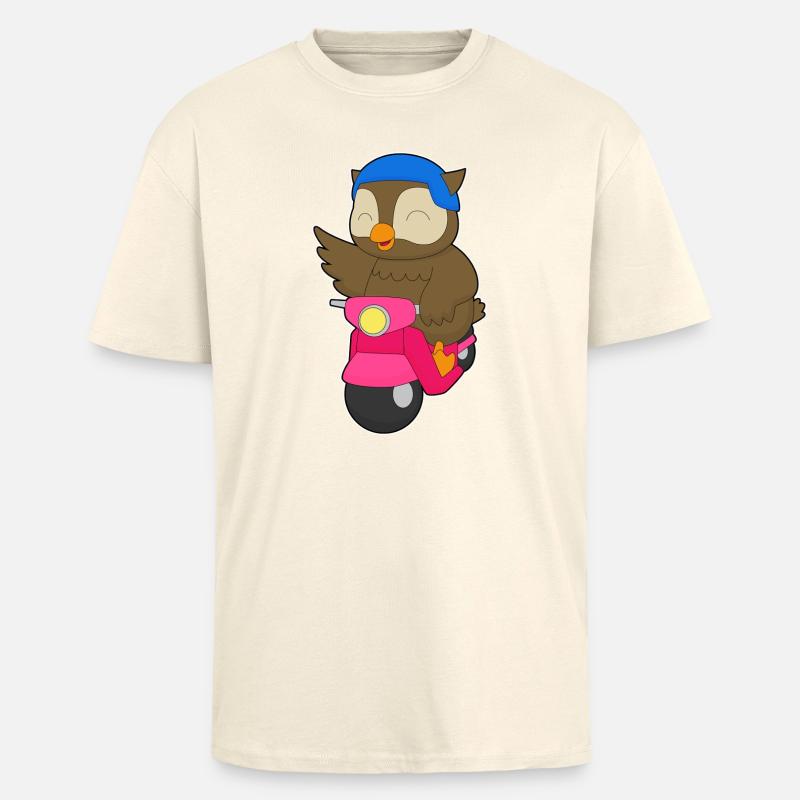 Owl Scooter - T-shirt unisexe oversize épais - crème