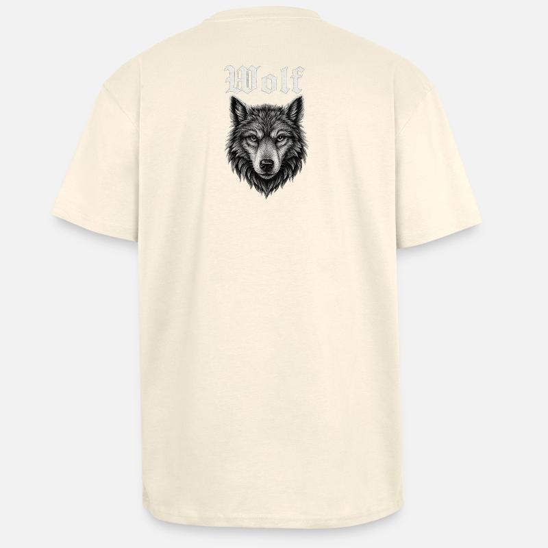Gothic Wolf Kopf Illustration Geschenkidee - Oversized Heavyweight Unisex T-Shirt - Creme