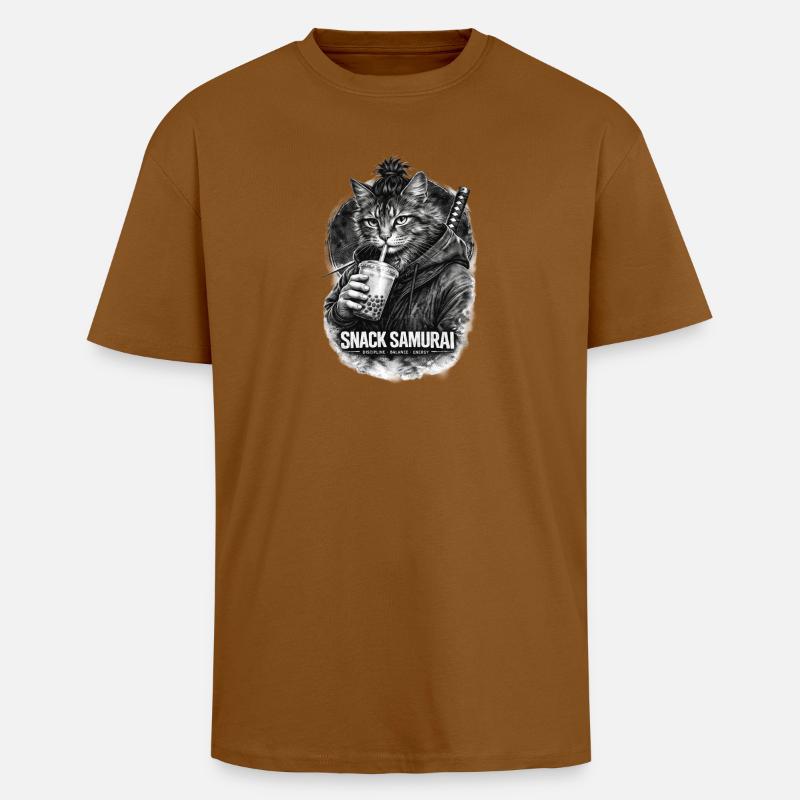 Snack Samurai Katze I - Oversized Heavyweight Unisex T-Shirt - Toffee