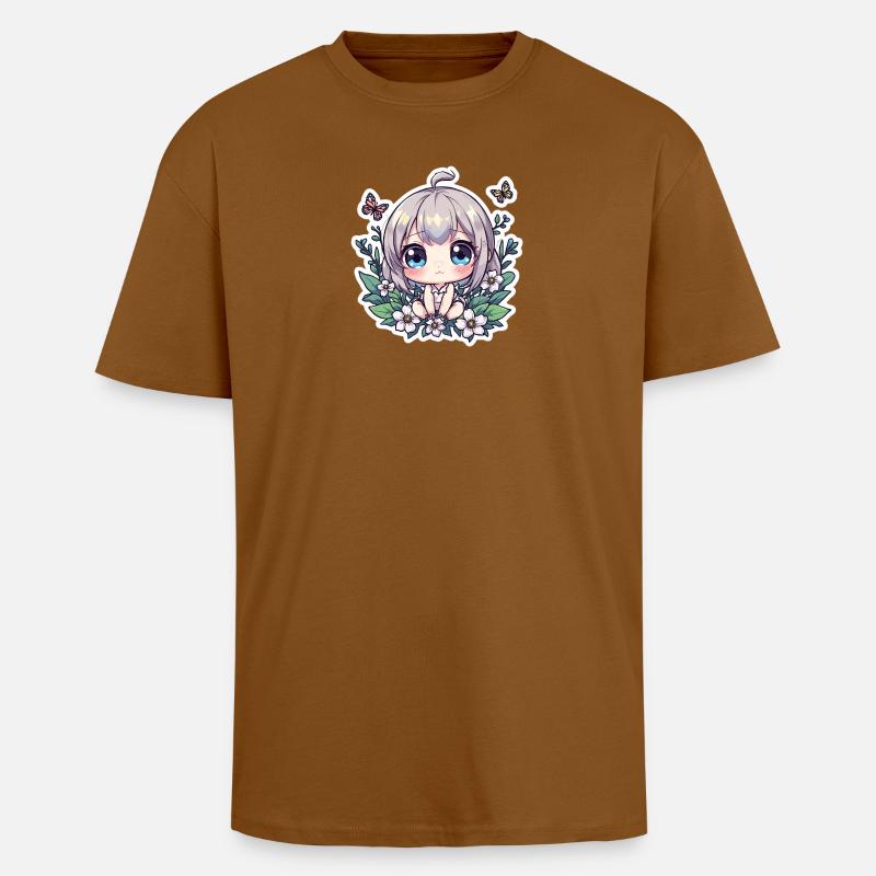 Chibi-Blumenzauber - Oversized Heavyweight Unisex T-Shirt - Toffee