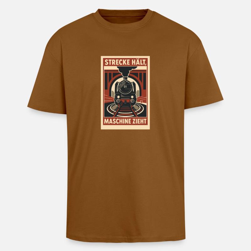 Railway Track Holds Machine Pulls - Unisex Oversized Heavyweight T-shirt - toffee