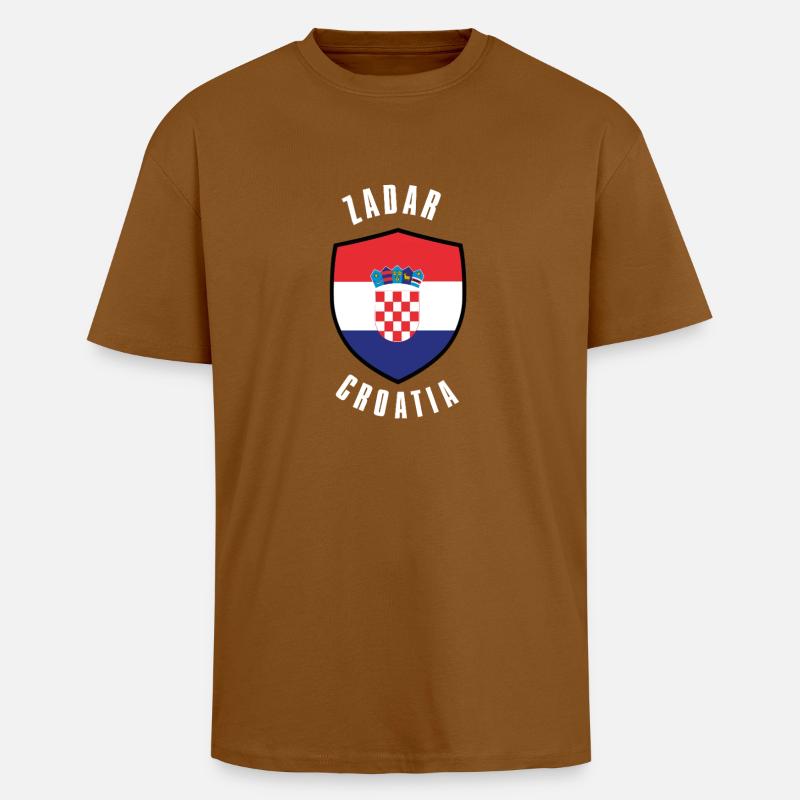 Conception du drapeau du bouclier croate - T-shirt unisexe oversize épais - toffee