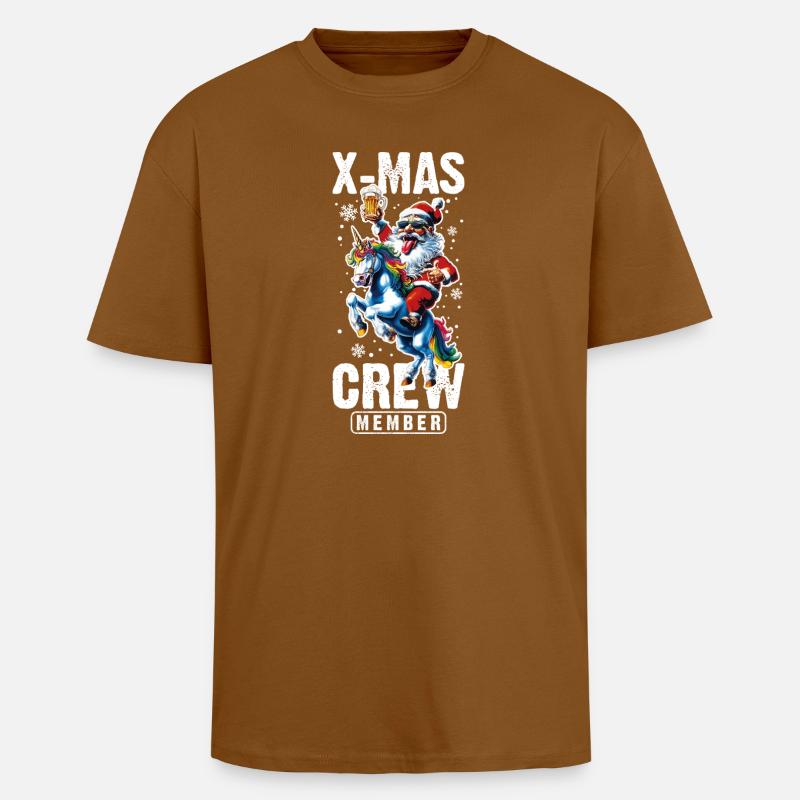 Weihnachts Crew Weihnachtsmann Einhorn - Oversized Heavyweight Unisex T-Shirt - Toffee