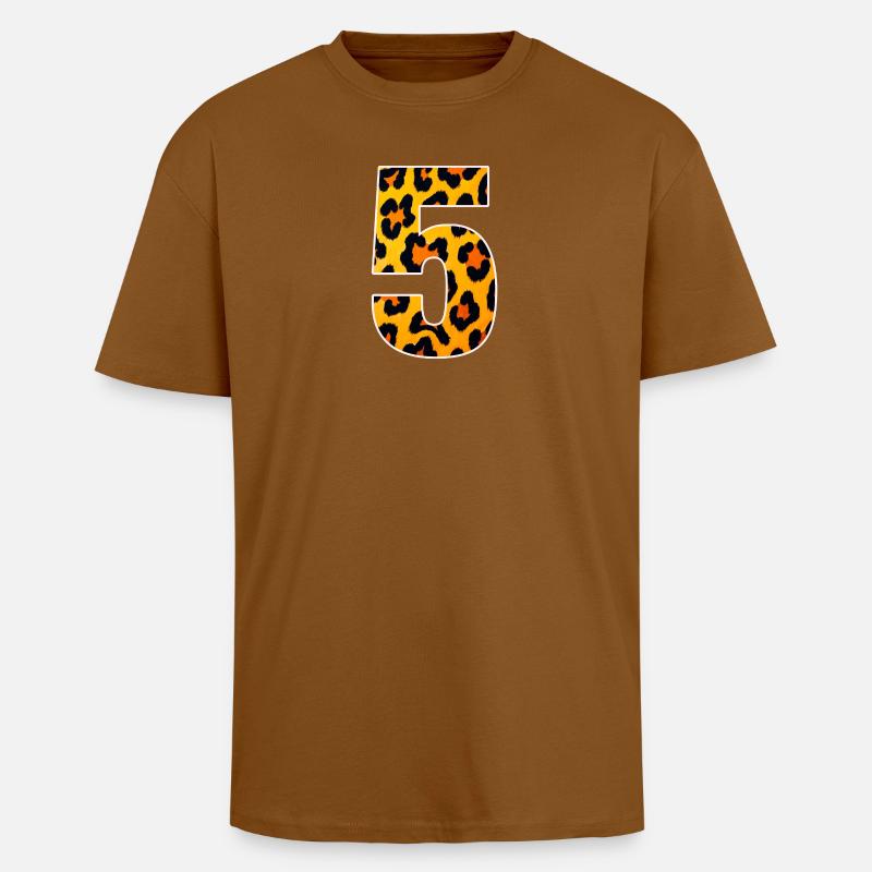 Leopard 5 Fur Pattern - Unisex Oversized Heavyweight T-shirt - toffee