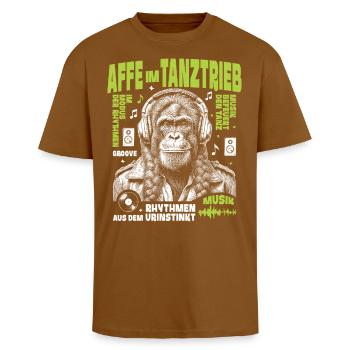 Lederjacken Rock Shirt: Affe groovt im Soundlook - Oversized Heavyweight Unisex T-Shirt - Toffee - Vorne - Alina (178cm) & Michal (187cm)
