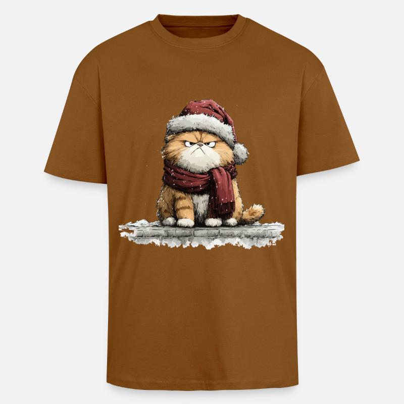 Grimmiger Weihnachtskater - Oversized Heavyweight Unisex T-Shirt - Toffee