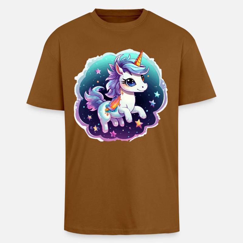 Kosmisches Einhorn mit Schal - Oversized Heavyweight Unisex T-Shirt - Toffee