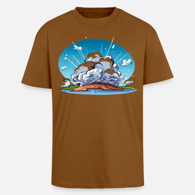Comic Explosion im Landschaftspanorama - Oversized Heavyweight Unisex T-Shirt - Toffee