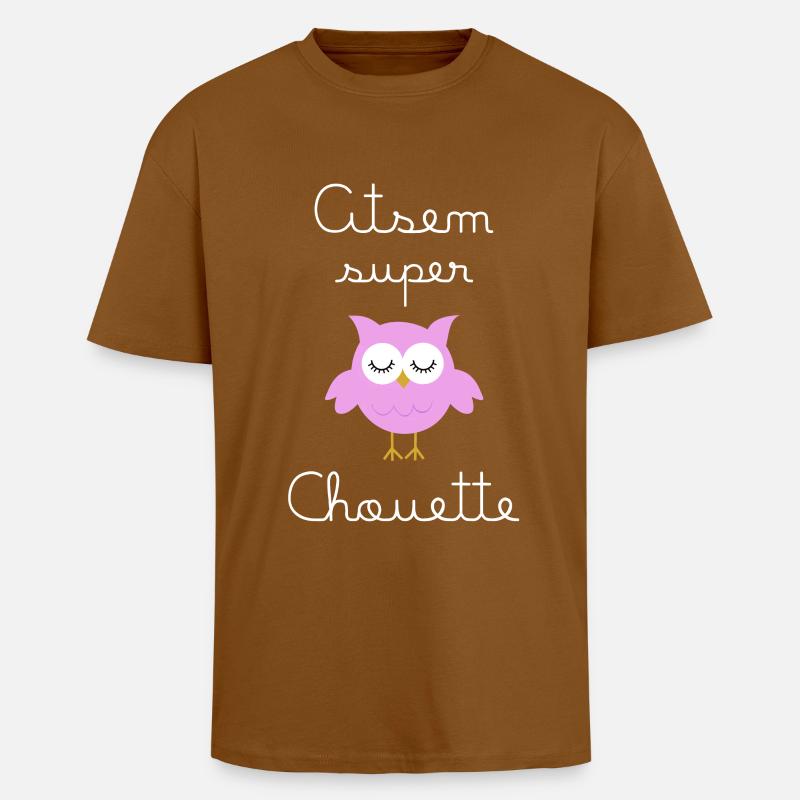 Assem Super Eule (in weiß geschrieben) - Oversized Heavyweight Unisex T-Shirt - Toffee