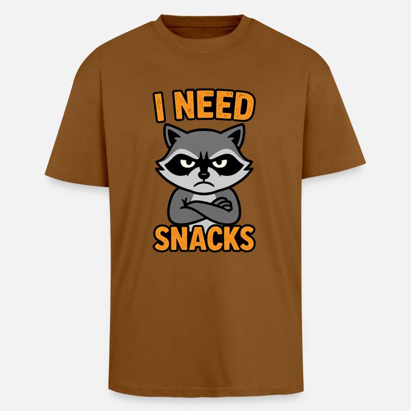 Grummelnder Waschbär I need Snacks - Oversized Heavyweight Unisex T-Shirt - Toffee