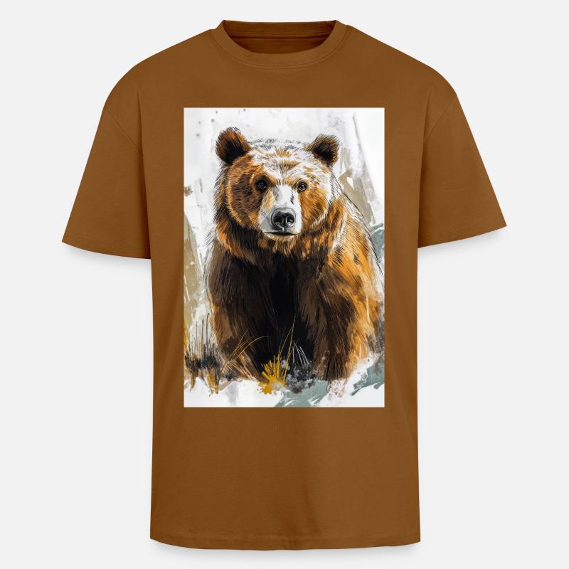 Illustration eines Bären - Oversized Heavyweight Unisex T-Shirt - Toffee