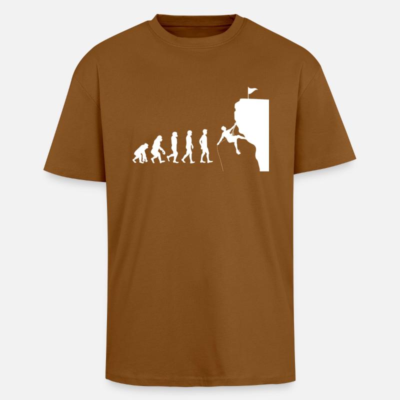 Evolution Klettern - Oversized Heavyweight Unisex T-Shirt - Toffee