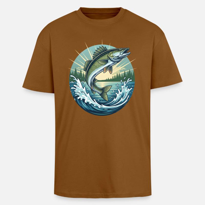 Springender Zander - Oversized Heavyweight Unisex T-Shirt - Toffee