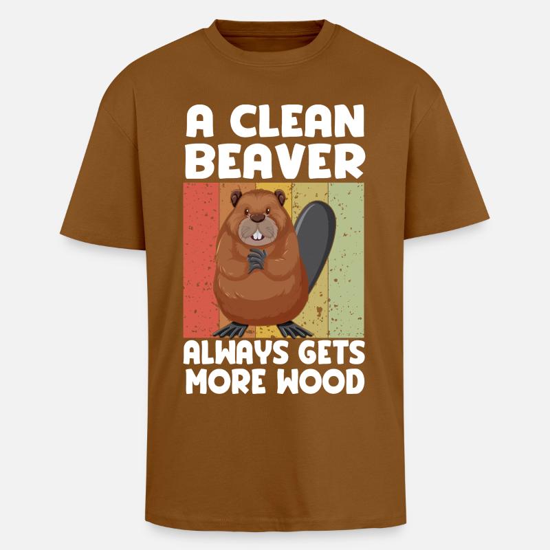 Sauberer Biber Holzspruch - Oversized Heavyweight Unisex T-Shirt - Toffee