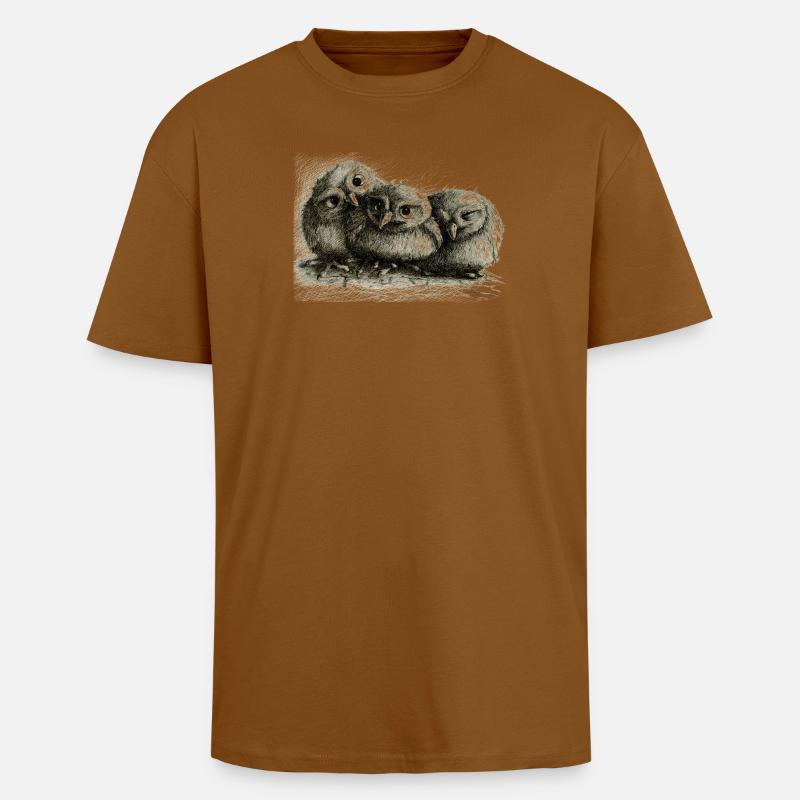 drei junge eulen - Oversized Heavyweight Unisex T-Shirt - Toffee