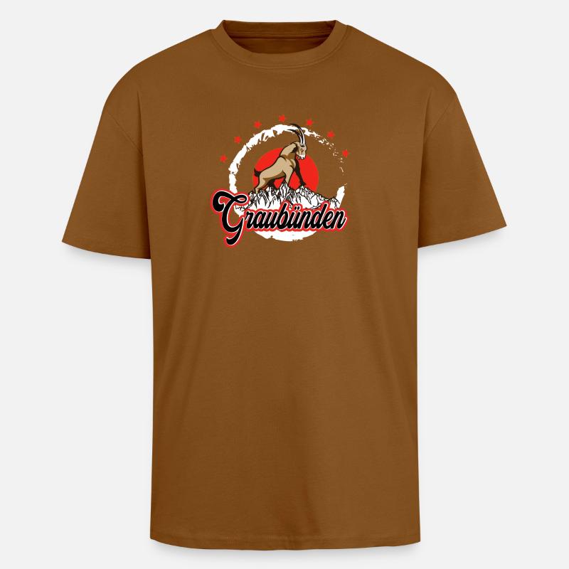Graubünden Steinbock - Oversized Heavyweight Unisex T-Shirt - Toffee