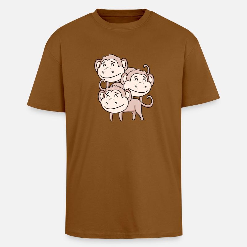 Cute Monkeys - Monkey - Unisex Oversized Heavyweight T-shirt - toffee