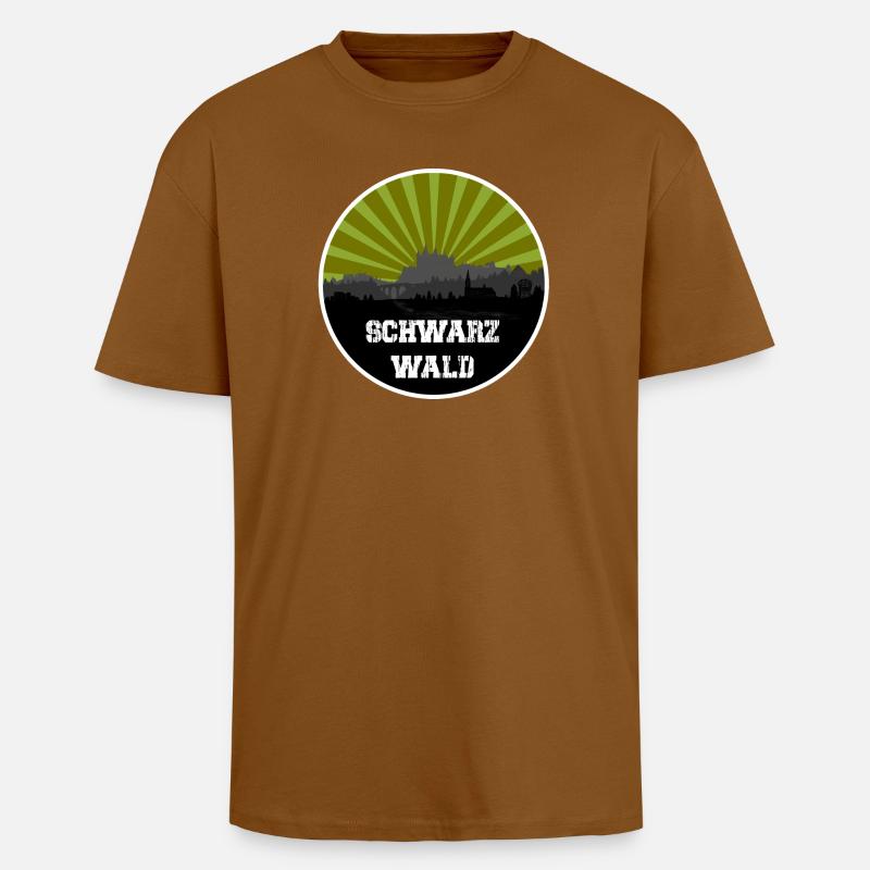 Schwarzwald Retro Skyline - Oversized Heavyweight Unisex T-Shirt - Toffee