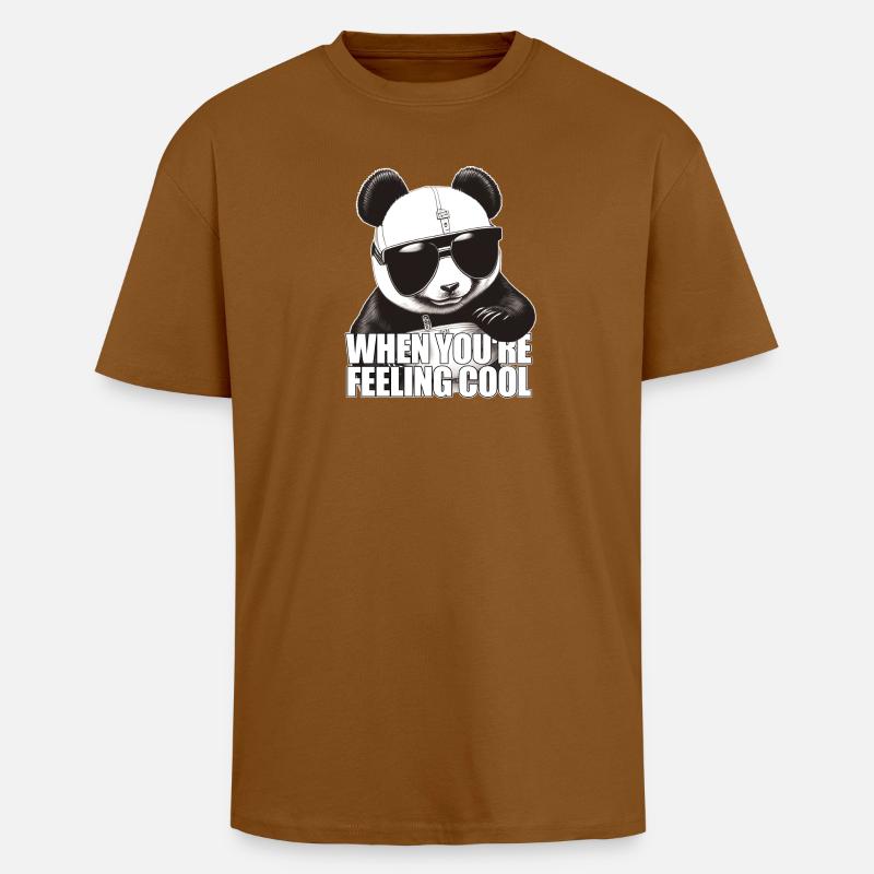 Cool panda feeling good - Oversized Heavyweight Unisex T-Shirt - Toffee