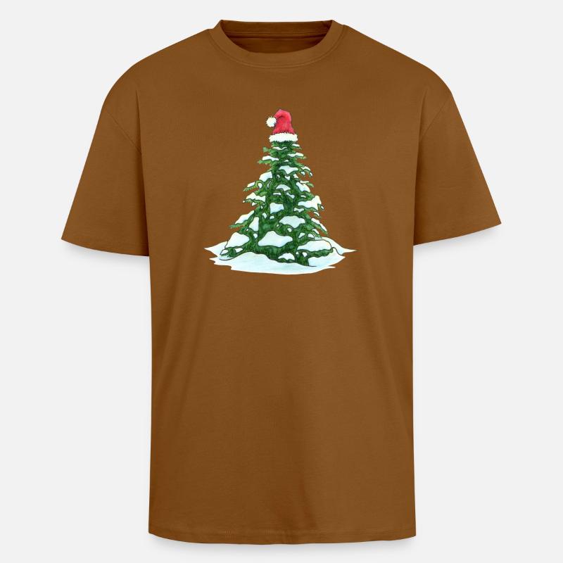Weihnachtsbaum mit Weihnachtsmütze - Oversized Heavyweight Unisex T-Shirt - Toffee