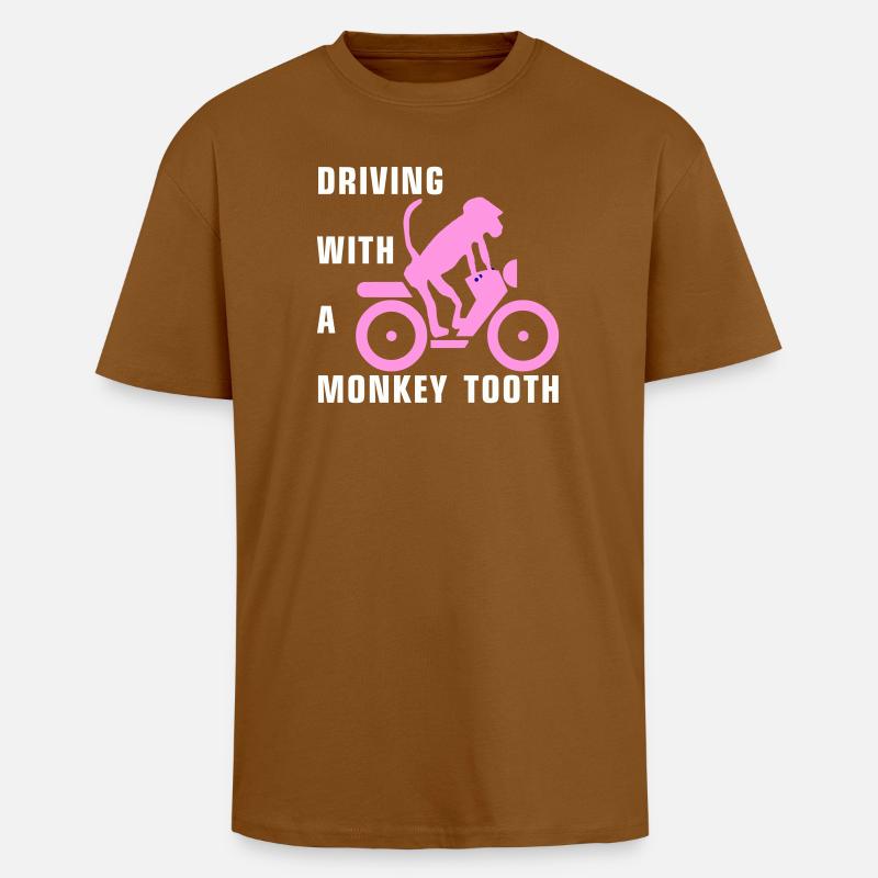 Driving with a monkey tooth - Affenzahn - Oversized Heavyweight Unisex T-Shirt - Toffee