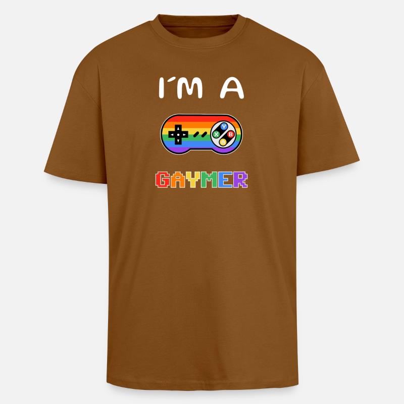 Pride Gaming Controller Motif - Unisex Oversized Heavyweight T-shirt - toffee