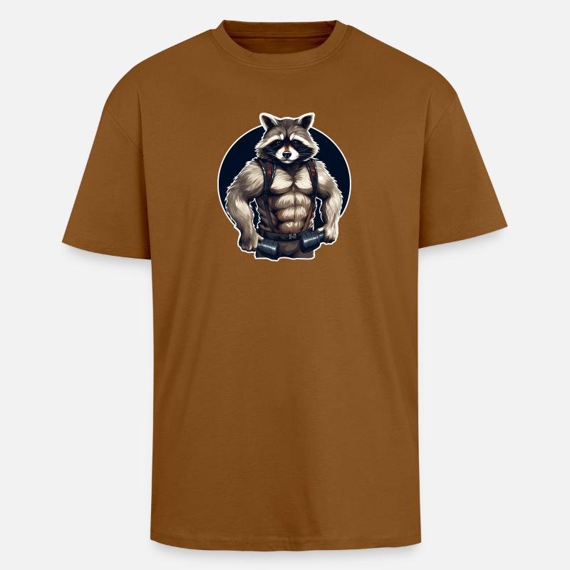GYM Waschbär Training - Oversized Heavyweight Unisex T-Shirt - Toffee