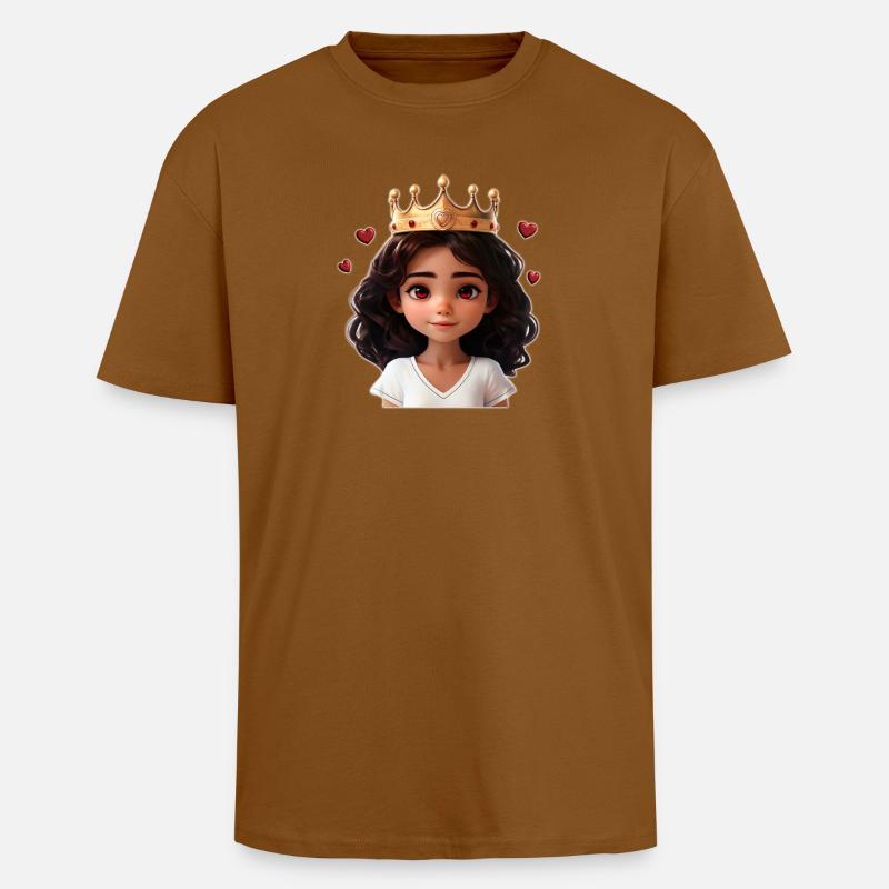 Süßes Mädchen mit Krone und Herzchen - Oversized Heavyweight Unisex T-Shirt - Toffee