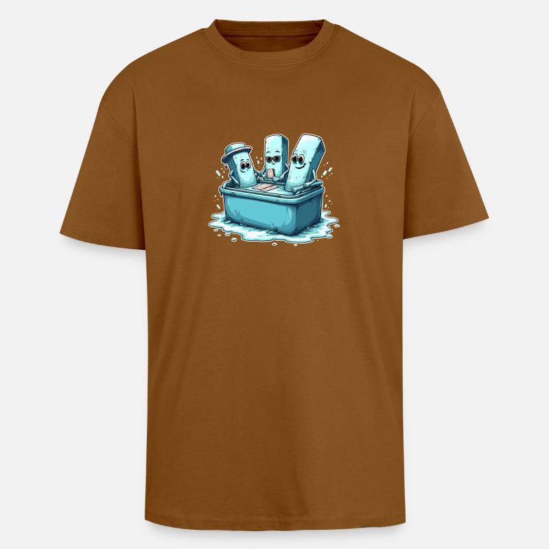 Icecube Lolly Pool Party Design - Oversized Heavyweight Unisex T-Shirt - Toffee