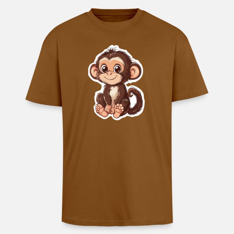 Affe Süsses Äffchen Geschenk für Affenfans - Oversized Heavyweight Unisex T-Shirt - Toffee