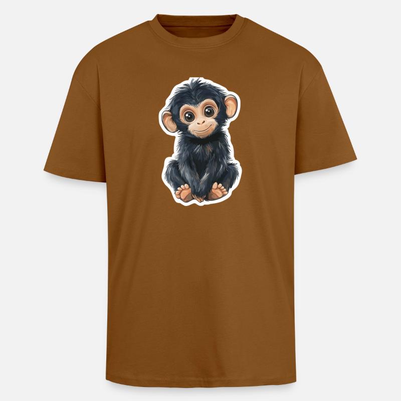 Affe Süsses Äffchen Geschenk für Affenfans - Oversized Heavyweight Unisex T-Shirt - Toffee