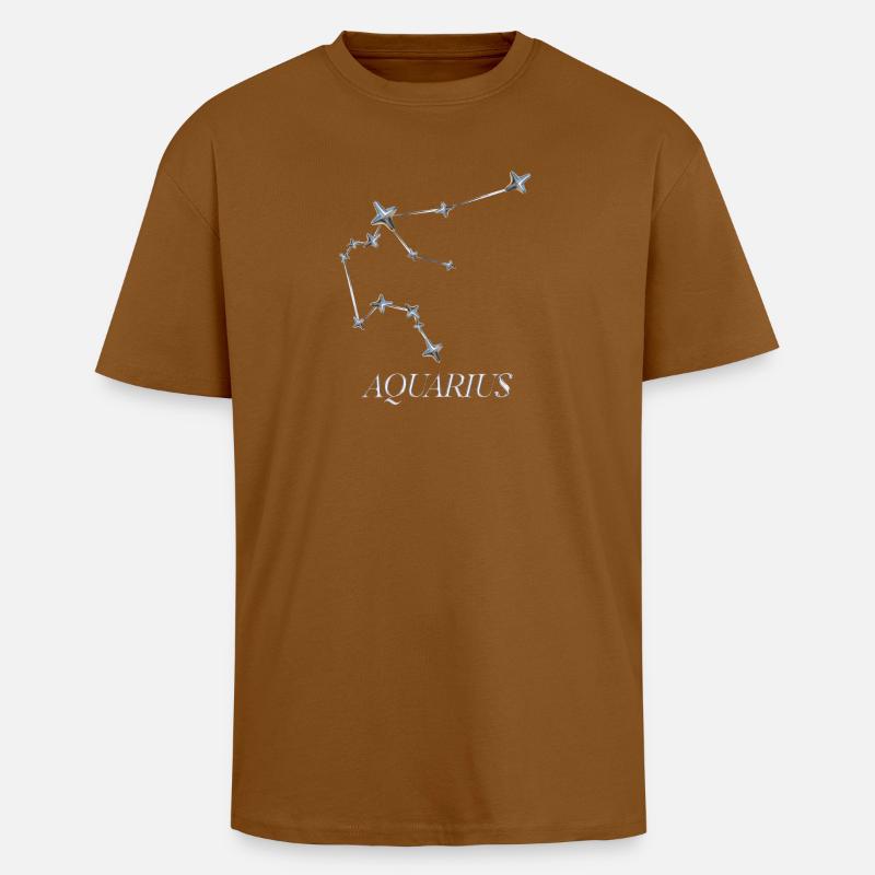 Aquarius Sternbild – Silber Minimal-Konstellation - Oversized Heavyweight Unisex T-Shirt - Toffee