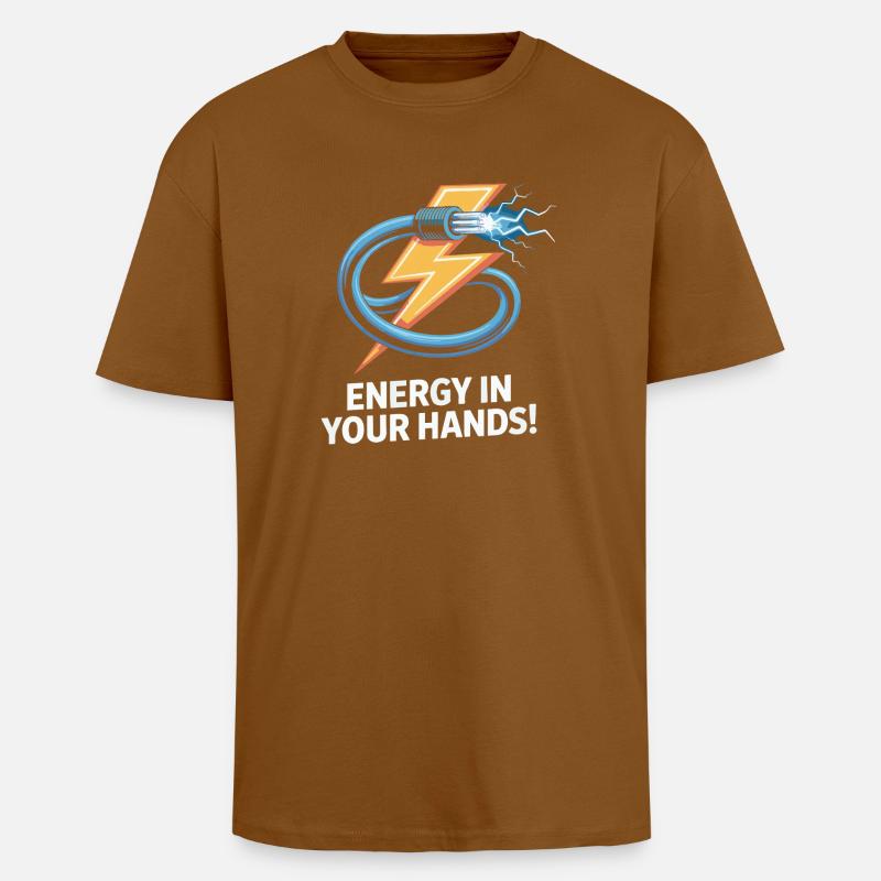 Elektrischer Strom Blitz Design - Oversized Heavyweight Unisex T-Shirt - Toffee