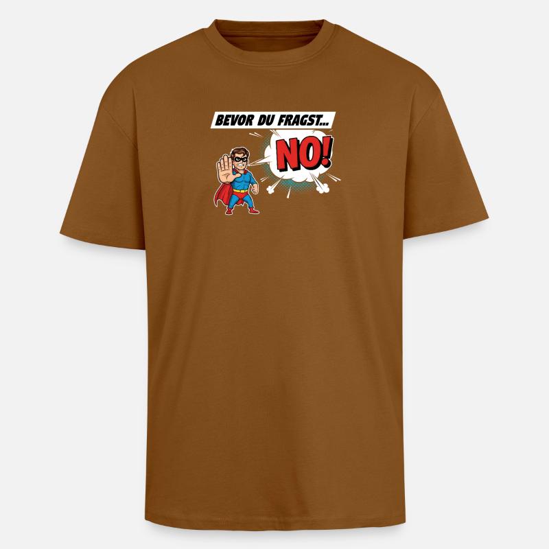 Superheldischer Warnhinweis Comic Design - Oversized Heavyweight Unisex T-Shirt - Toffee