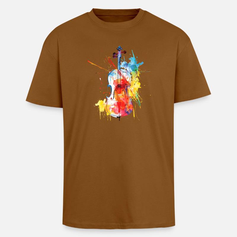 Farbenfrohe Violinenkunst - Oversized Heavyweight Unisex T-Shirt - Toffee