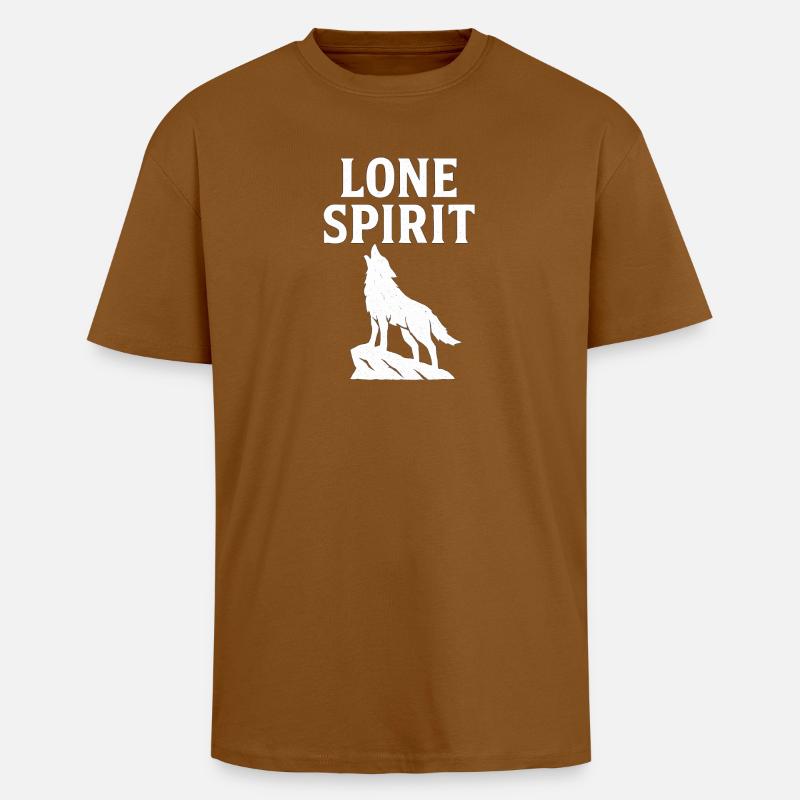Design des einsamen Wolfsgeistes - Oversized Heavyweight Unisex T-Shirt - Toffee