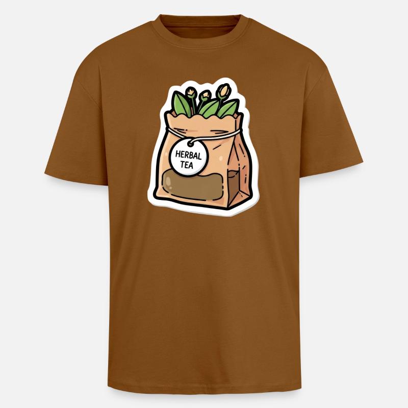 Kräutertee Beutel Pflanzenszene - Oversized Heavyweight Unisex T-Shirt - Toffee
