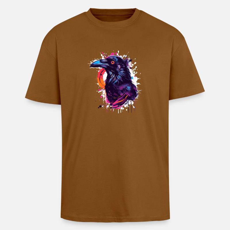 Farbexplosion Rabe Neon-Splash - Oversized Heavyweight Unisex T-Shirt - Toffee